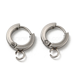 201 Stainless Steel Huggie Hoop Earrings Findings, with Vertical Loop, with 316 Surgical Stainless Steel Earring Pins, Ring, Stainless Steel Color, 11x2mm, Hole: 2.7mm, Pin: 1mm(STAS-A167-01E-P)