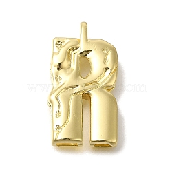 Rack Plating Brass Pendants, Glass Charms, Long-Lasting Plated, Cadmium Free & Lead Free, Real 18K Gold Plated, Letter R, 26x14x4.8mm, Hole: 2.5x2.8mm(KK-I721-02G-R)