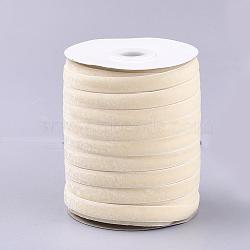 Single Face Velvet Ribbon, Bisque, 3/8 inch(9.5~10mm), about 50yards/roll(45.72m/roll)(SRIB-T004-01-23)