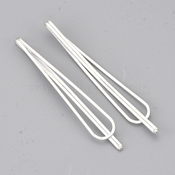 Iron Hair Bobby Pins, Teardrop, Silver Color Plated, 70.5~71x11x4.5mm(MAK-S071-07S)