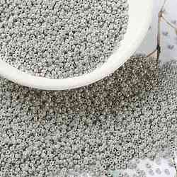 MIYUKI Round Rocailles Beads, Japanese Seed Beads, (RR1866) Opaque Gray Luster, 15/0, 1.5mm, Hole: 0.7mm, about 5555pcs/bottle, 10g/bottle(SEED-JP0010-RR1866)