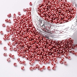 Glass Seed Beads, Opaque Colors Lustered, Round, Crimson, 2mm, Hole: 1mm, about 30000pcs/pound(SEED-A012-2mm-125B)