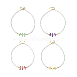 4Pcs 4 Styles ABS Plastic Imitation Pearl Beaded Necklaces, Natural Quartz Crystal Points Bead Necklaces, Dyed, 16.85 inch(42.8cm), 1pc/style(NJEW-JN04859)