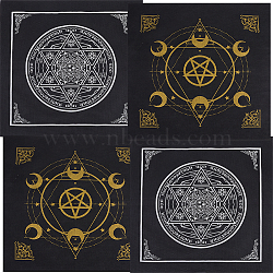 4Pcs 2 Styles Non-woven Square Altar Tarot Tablecloth, Star Sun Moon Tablecloth, Black, 490x490x0.3mm, 2pcs/style(AJEW-CN0002-23)