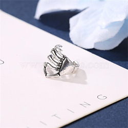 Halloween Skeleton Spine Punk Style Alloy Cuff Earrings, Antique Silver, 10x10mm(WG4BD25-02)