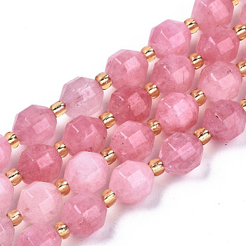 Natural Dolomite Beads Strands, Faceted, Dyed, Round, Pearl Pink, 8x8mm, Hole: 1.2mm, about 33pcs/strand, 15.16 inch~15.35 inch(38.5cm~39cm)