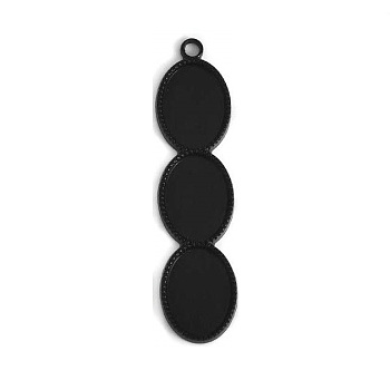 Electrophoresis Alloy Pendant Cabochon Settings, Oval, Black, Tray: 10x14mm, 49.5x12x2mm, Hole: 2mm