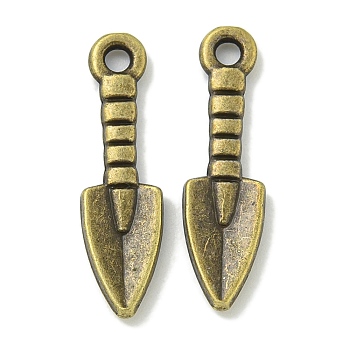 Tibetan Style Alloy Pendants, Lead Free & Cadmium Free, Shovel Shapes, Antique Bronze, 24.5x7x2mm, Hole: 2mm, about 1052pcs/1000g