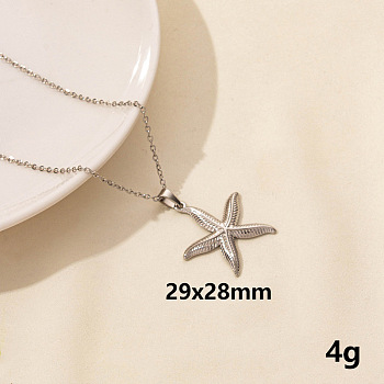 Stainless Steel Starfish Pendant Necklaces for Women