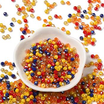 Glass Beads, Faceted, Rondelle, Gold, 4x3mm, Hole: 0.4mm, about 820pcs/60g
