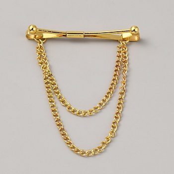 Alloy Hanging Chain Brooch, Golden, 86x60x5mm