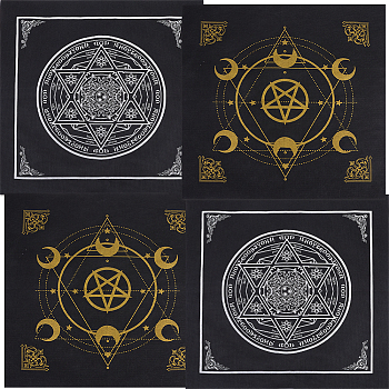 4Pcs 2 Styles Non-woven Square Altar Tarot Tablecloth, Star Sun Moon Tablecloth, Black, 490x490x0.3mm, 2pcs/style