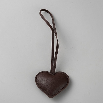 Imitation Leather Heart Pendant Decorations, for Bag Ornaments, Coconut Brown, 225mm