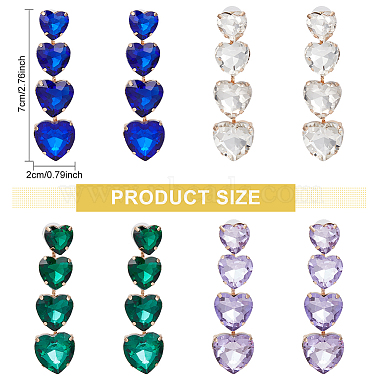 4 Pairs 4 Colors Glass Heart Dangle Stud Earrings(EJEW-AN0004-56)-2