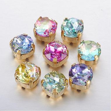 Mixed Color Flat Round Glass Rhinestone Connectors/Links