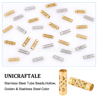 Unicraftale 50 шт. 2 стиля 304 бусины из нержавеющей стали(STAS-UN0049-27)-5