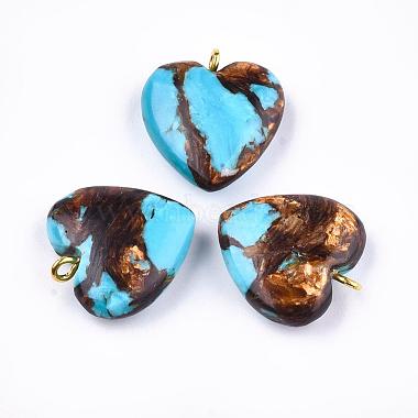 Assembled Bronzite and Synthetic Turquoise Pendants(X-G-T111-04C)-2