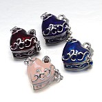 Enamel Heart Rack Plating Brass Prayer Box Pendants, Wish Box, Mixed Color, 20x21x12mm, Hole: 5x3mm(KK-L101-02)