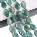Natural Amazonite Beads Strands, Flat Oval, with Glass Beads, 11.5~13.5x8~9x5~6mm, Hole: 0.9~1mm, about 27pcs/strand, 14.96~15.16 inch(38~38.5cm)(G-Q608-23)