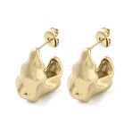 Ion Plating(IP) 304 Stainless Steel Stud Earrings, Half Hoop Earrings, Real 14K Gold Plated, 19x9mm(EJEW-P258-44G)