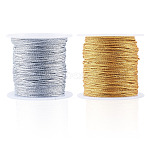 2 Rolls 2 Colors 15-Ply Round PET Metallic Thread, Mixed Color, 1mm, 1 roll/color(MCOR-TA0001-03E)