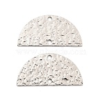 304 Stainless Steel Pendants, Semicircle, Hammered, Stainless Steel Color, 15x30x1mm, Hole: 1.8mm(STAS-D384-08P)