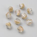 Transparent Resin Beads, Nuggets, Faceted, with Silver Glitter Powder, Tan, 10x10x10mm, Hole: 1.8mm(RESI-CJC0816-001E)