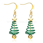 Christmas Theme Alloy Plastic Dangle Earrings, with Enamel, Golden, Christmas Tree, 53.3x22mm(FS-WG6FBD6-05)
