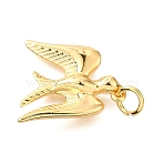Brass Pendants, with Jump Ring, Cadmium Free & Nickel Free & Lead Free, Bird, Real 18K Gold Plated, 17.5x16x3.5mm, Hole: 3.5mm(KK-D356-11G)