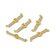 Rack Plating Brass Micro Pave Clear Cubic Zirconia Connector Charms, Real 18K Gold Plated, Long-Lasting Plated, Cadmium Free & Nickel Free & Lead Free, Letter Links, Letter.G, 6x27.5x3mm, Hole: 1.2mm(KK-C007-37G-G)