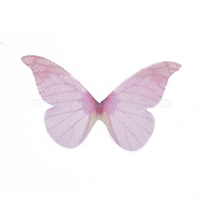 Fashion DIY Earrings Jewelry Accessories, Fibre Tulle Pendants, Butterfly, Pink, 30x50x0.1mm(FIND-WH0043-17D)