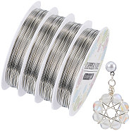 4 Rolls Copper Jewelry Craft Wire, Round, for Beading Jewelry Craft Making, Silver, 20 Gauge, 0.8mm, about 16.40 Feet(5m)/roll(CWIR-SC0001-05)