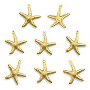 Vacuum Plating 201 Stainless Steel Pendants, Starfish, Golden, 22x20.5x2mm, Hole: 1mm(STAS-Q243-LM216)