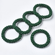 Faceted Opaque Glass Beads Stretch Bracelets, Torsade Bracelets, Random Color Rope, Rondelle, Dark Green, Inner Diameter: 2 inch(5cm)(BJEW-S144-002E-02)