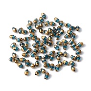 Electroplate Glass Beads, Half Golden Plated, Faceted, Teardrop, Steel Blue, 6x4x4mm, Hole: 1mm, about 500pcs/bag(DGLA-C001-01I)