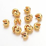 Iron Crimp Beads Covers, Cadmium Free & Nickel Free & Lead Free, Golden, 4mm In Diameter, Hole: 1.5~1.8mm(X-IFIN-H029-NFG-NF)