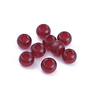 Glass European Beads, Large Hole Beads, Rondelle, Dark Red, 15x10mm, Hole: 5~6.4mm(GDA006-012)