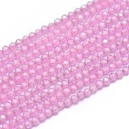 Cubic Zirconia Beads Strands, Faceted, Round, Pearl Pink, 2mm, Hole: 0.5mm, about 169pcs/strand, 15.7 inch(40cm)(G-G792-47-05A)