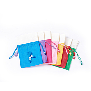 Silk Packing Pouches, Drawstring Bags, Mixed Color, 19.2~19.6x11.8~12.2cm(ABAG-L010-A)