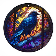 Stained Acrylic Window Planel with Chain, for Window Suncatcher Home Hanging Ornaments, Bird, 200x200mm(STGL-PW0001-04C)