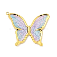 Ion Plating(IP) 304 Stainless Steel Pendants, with Enamel, Real 18K Gold Plated, Butterfly Charm, Thistle, 36.5x35x2mm, Hole: 1.5mm(X-STAS-U007-10C-G)