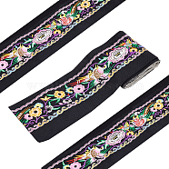 Elite 2Yards Polyester Ribbon, Flower Pattern, Colorful, 3-5/8 inch(93mm), about 1.82m(OCOR-PH0001-62)