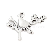 Tibetan Style Alloy Pendants, Antique Silver, Bird, 18x25x2mm, Hole: 2mm(FIND-G077-01B-AS)