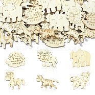 Unfinished Wood Cutouts, DIY Craft Supplies, Animal Theme, Blanched Almond, 3.5~5cm, 100pcs/bag(WOOD-CJC0012-02)