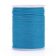 Round Waxed Polyester Cord, Taiwan Waxed Cord, Twisted Cord, Cyan, 1mm, about 12.02 yards(11m)/roll(X-YC-G006-01-1.0mm-14)
