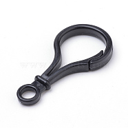 Opaque Solid Color Bulb Shaped Plastic Push Gate Snap Keychain Clasp Findings, Black, 51x25x5.5mm, Hole: 6mm(KY-R006-13)