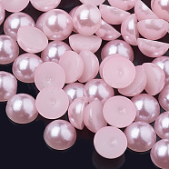 ABS Plastic Cabochons, Imitation Pearl, Half Round, Pink, 3x1.5mm, about 10000pcs/bag(OACR-S012-3mm-Z4)