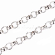 Iron Rolo Chains, Belcher Chain, Unwelded, with Spool, Long-Lasting Plated, Platinum, 6x2mm, about 328.08 Feet(100m)/roll(CHT038Y-NF)