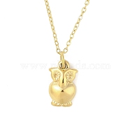 Ion Plating(IP) 304 Stainless Steel Pendant Necklaces for Women, Owl, Real 18K Gold Plated, 18.23 inch(46.3cm)(NJEW-B080-07G)