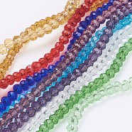 Transparent Glass Beads Strands, Faceted, Rondelle, Mixed Color, 3.5~4x2.5~3mm, Hole: 0.5mm, about 123~127pcs/strand, 12.60 inch~12.99 inch(32~33cm)(GLAA-R135-3mm-M)